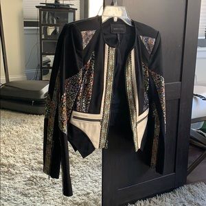 BCBG black and beige floral blazer